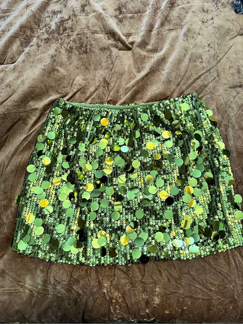 Sequin Mini Skirt Green